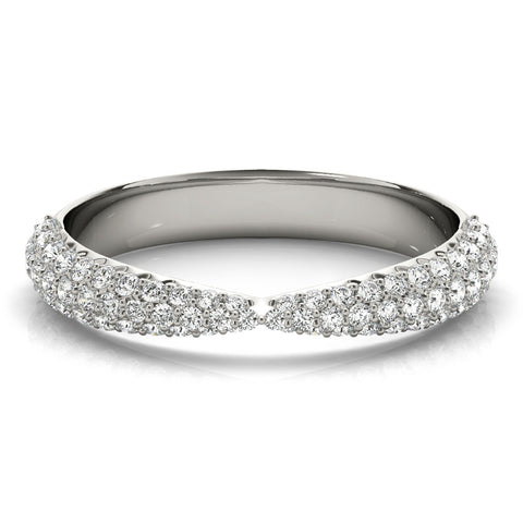 Platinum Pavé Round Diamond Twist Band with Micro Prong Setting 2
