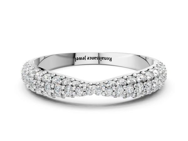 Platinum Pavé Round Diamond Twist Band with Micro Prong Setting