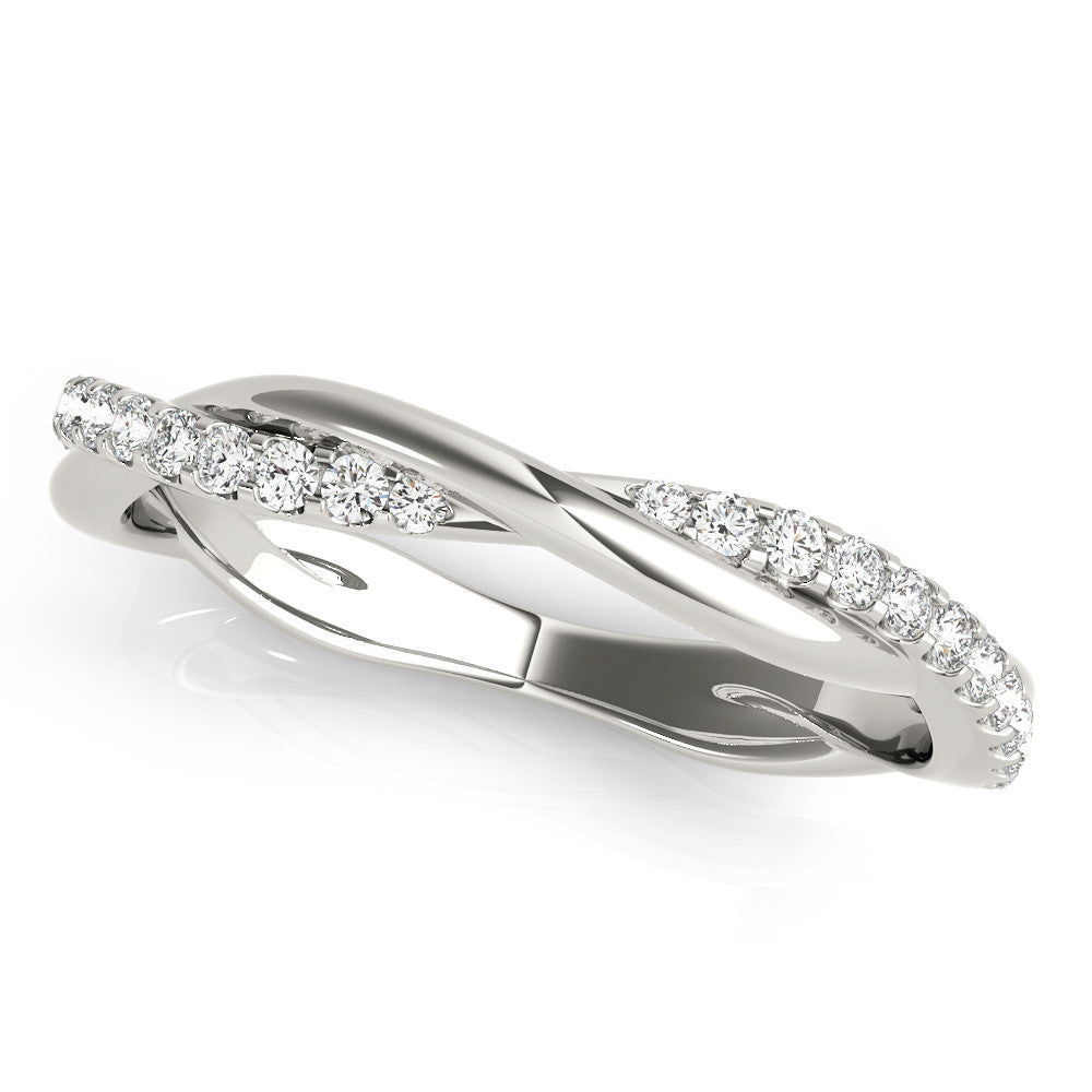 Platinum Pavé Round Diamond Twist Band with Shared Prong Setting 1