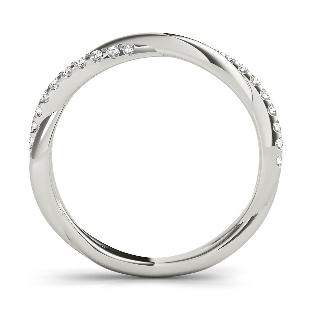 Platinum Pavé Round Diamond Twist Band with Shared Prong Setting