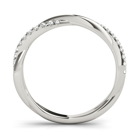 Platinum Pavé Round Diamond Twist Band with Shared Prong Setting