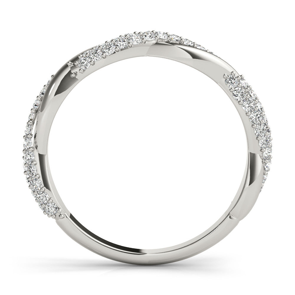 Platinum Pavé Round Diamond Twist Eternity Band with Prong Setting 1