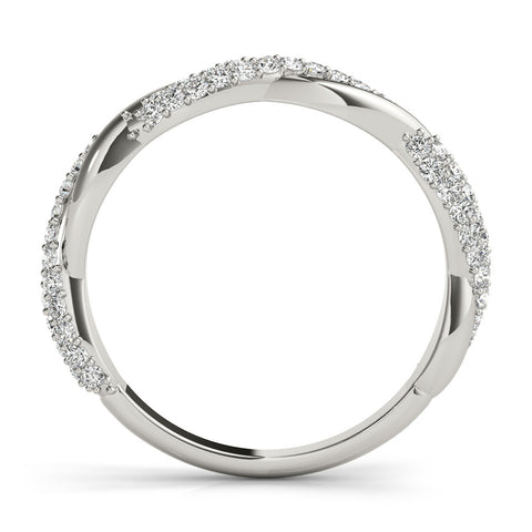 Platinum Pavé Round Diamond Twist Eternity Band with Prong Setting 1