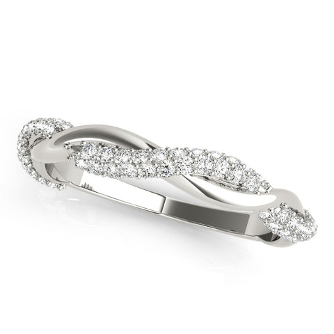 Platinum Pavé Round Diamond Twist Eternity Band with Prong Setting