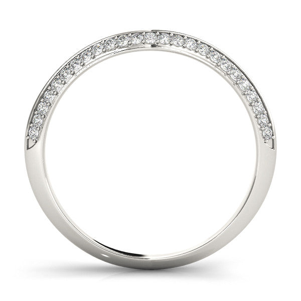 Platinum Pavé Round Diamond Wave Band with Shared Prong Setting 1
