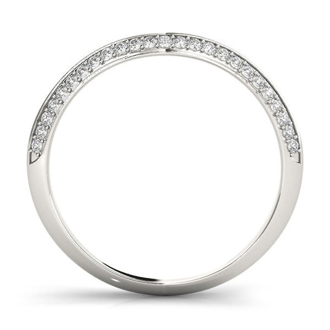 Platinum Pavé Round Diamond Wave Band with Shared Prong Setting 1