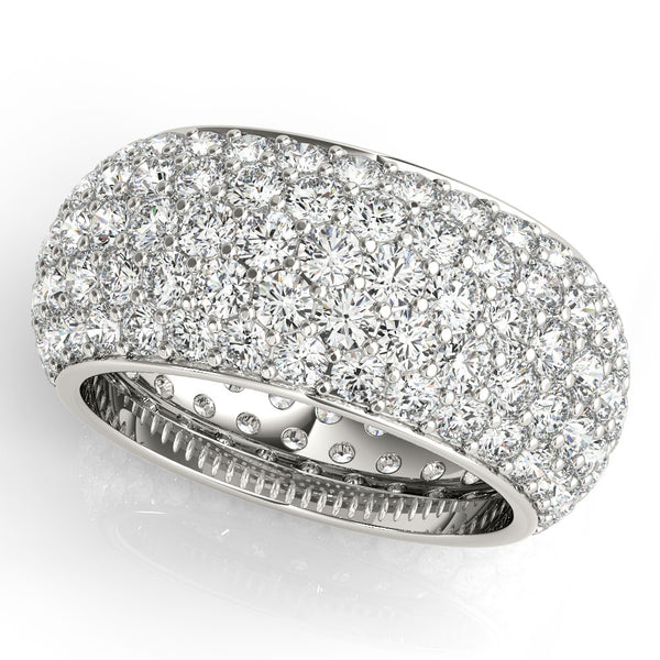Silver Pavé Round Diamond Wide Band with Micro-Prong Setting