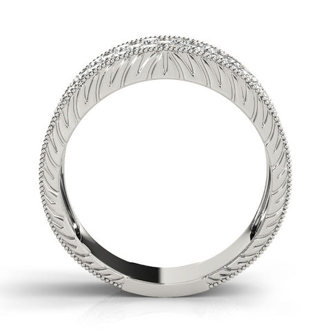 Platinum Pavé Round Diamond Wide Band with Milgrain Edge 1