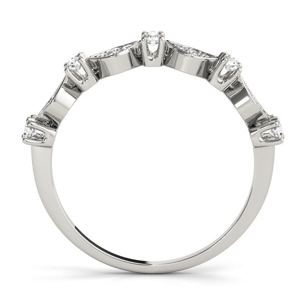 Platinum Pave Cushion Diamond Cluster Eternity Band with Prong Setting