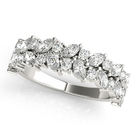 Platinum Pave Marquise and Round Diamond Eternity Band with Prong Setting 1