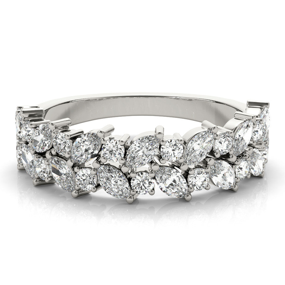 Platinum Pave Marquise and Round Diamond Eternity Band with Prong Setting 2