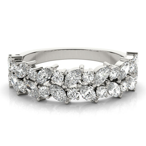 Platinum Pave Marquise and Round Diamond Eternity Band with Prong Setting 2