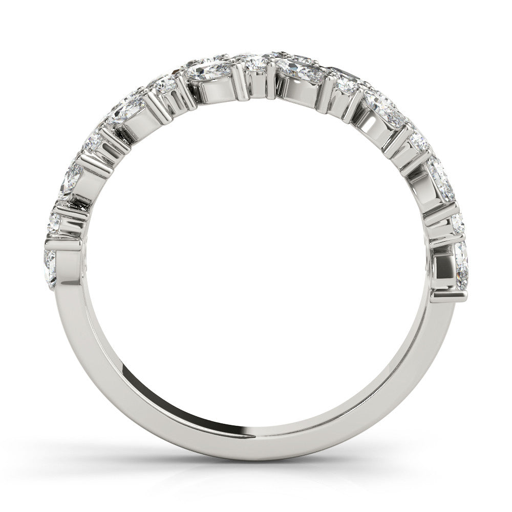 Platinum Pave Marquise and Round Diamond Eternity Band with Prong Setting