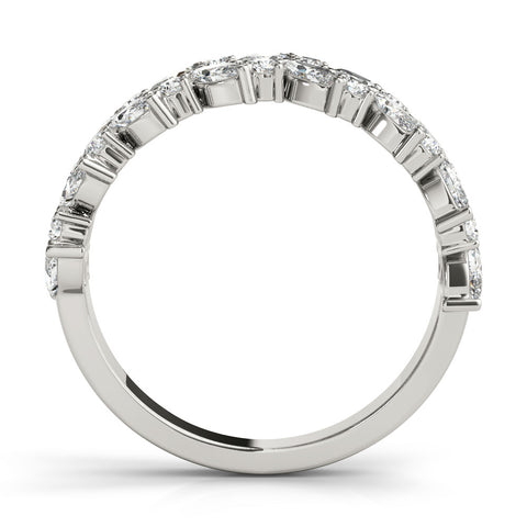 Platinum Pave Marquise and Round Diamond Eternity Band with Prong Setting