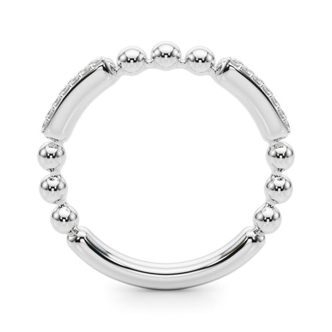 Platinum Pave Round Diamond Beaded Band with Shared Prong Setting 1