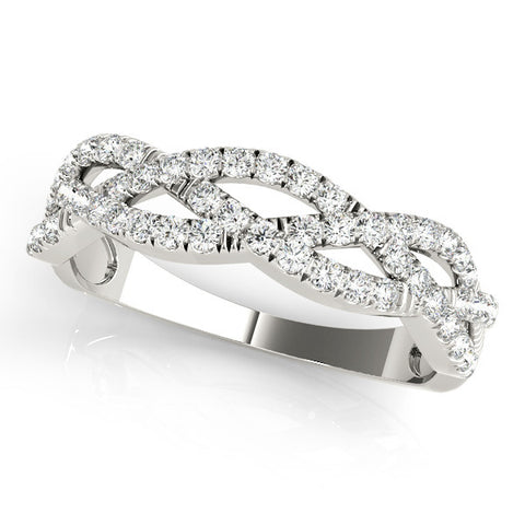 Platinum Pave Round Diamond Twist Band with Shared Prong Setting 1