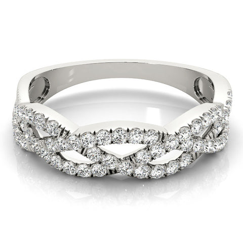 Platinum Pave Round Diamond Twist Band with Shared Prong Setting 2
