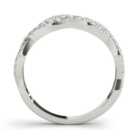 Platinum Pave Round Diamond Twist Band with Shared Prong Setting