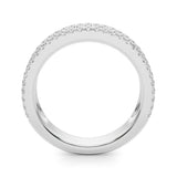 10K White Gold Pave Round and Baguette Diamond Eternity Band with Channel and Prong Setting