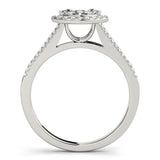 Platinum Pave Split Shank Halo Marquise Cut Prong Set Ring 2