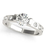 Platinum Pear Brilliant Channel-Set Diamond Ring with Bezel Prong Setting 2