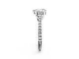 Platinum Pear Brilliant Diamond Solitaire with Pavé Band and Four-Prong Setting 3