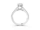 Platinum Pear Brilliant Diamond Solitaire with Pavé Band and Four-Prong Setting 4