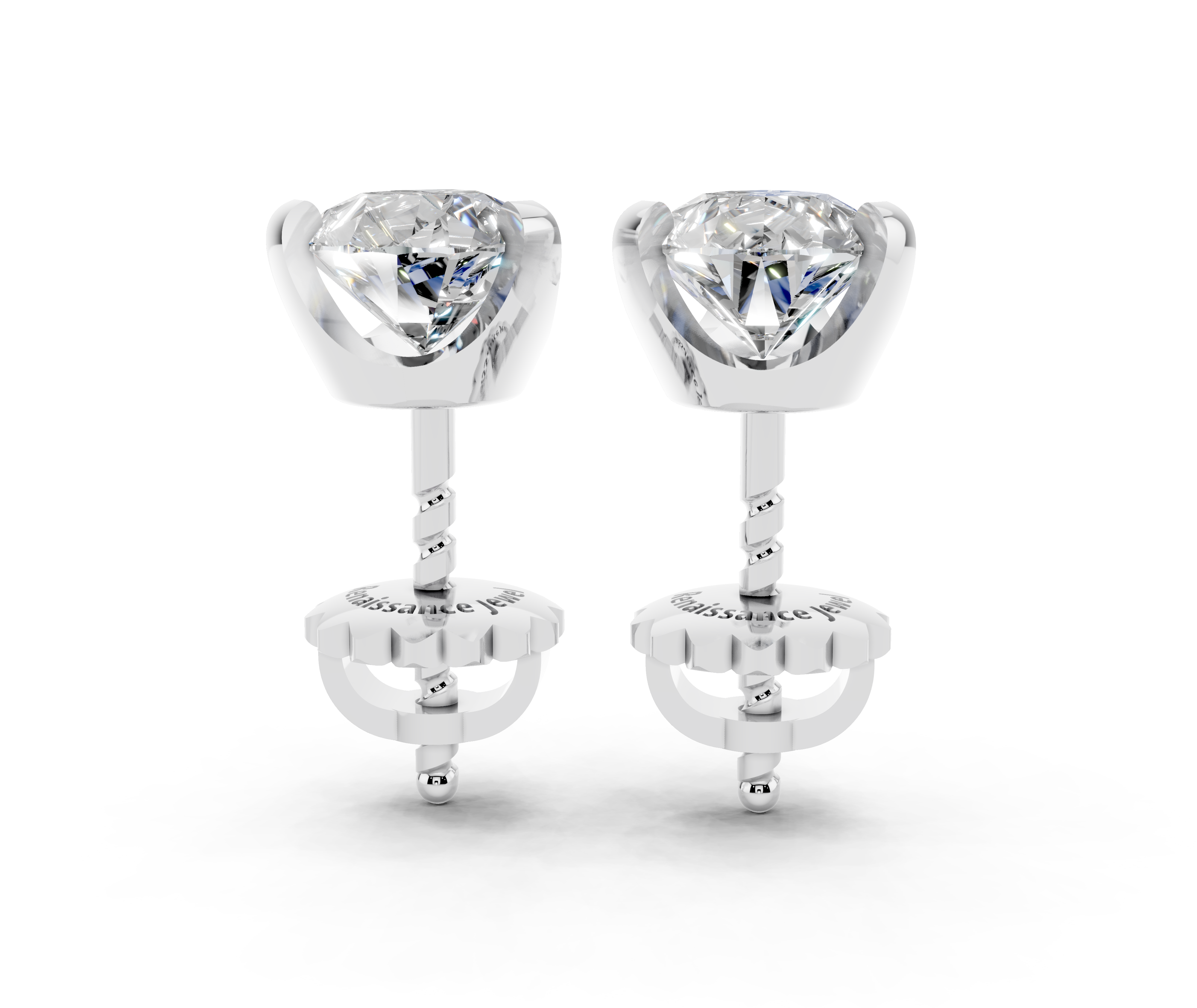 Platinum Pear Brilliant Diamond Stud Earrings 2