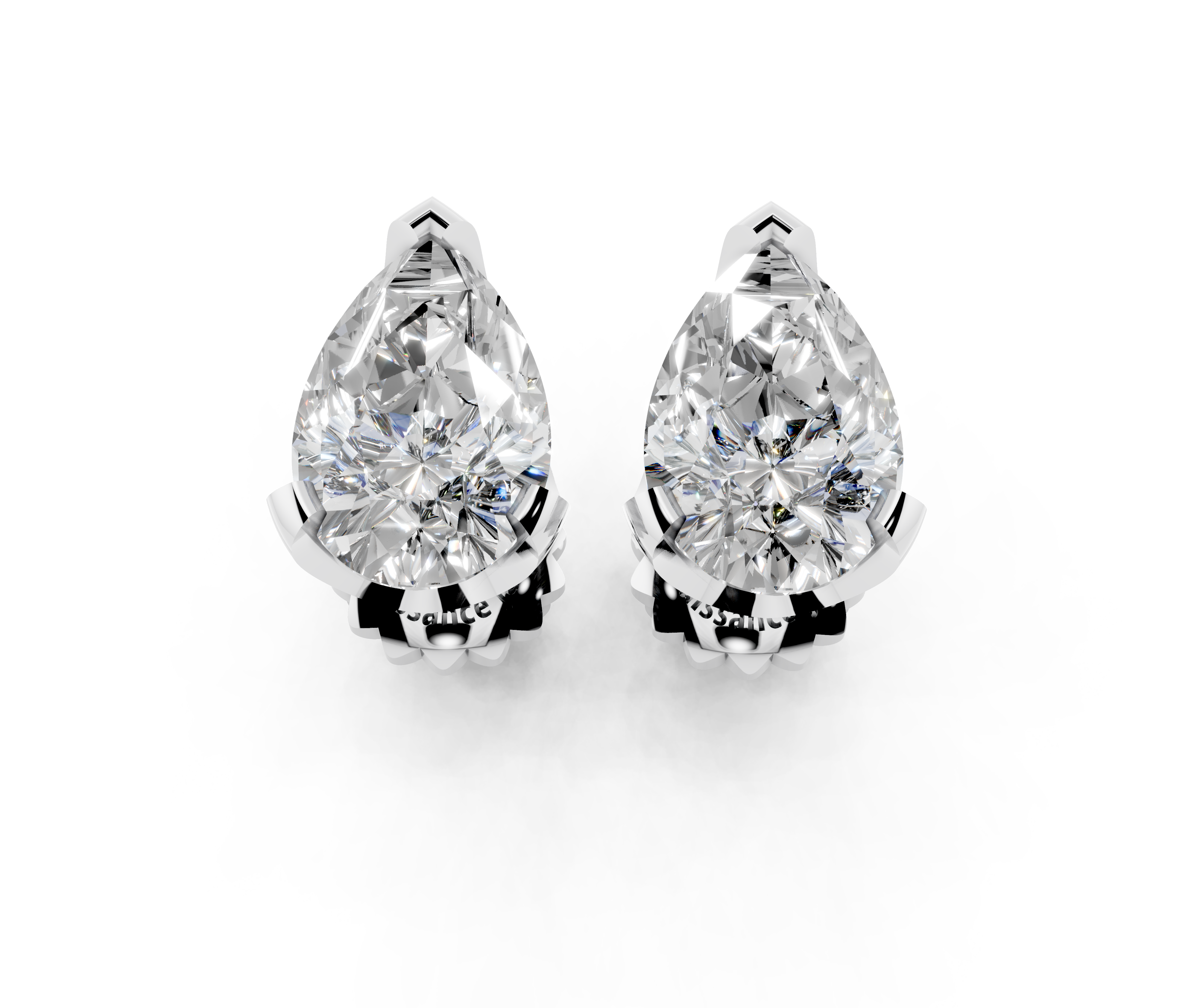 Platinum Pear Brilliant Diamond Stud Earrings