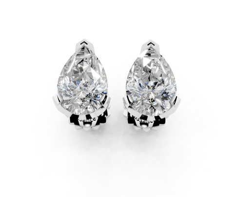 Platinum 3.14 Carat G VVS2 Pear Brilliant Diamond Stud Earrings