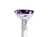 Platinum Pear Cut Amethyst Engagement Ring with Side Stone Accents and Four-Prong Setting_17