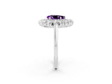 Platinum Pear Cut Amethyst Floral Double Halo Engagement Ring with Prong Setting_153