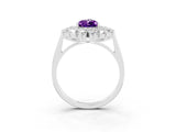 Platinum Pear Cut Amethyst Floral Double Halo Engagement Ring with Prong Setting_154