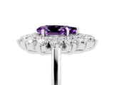 Platinum Pear Cut Amethyst Floral Double Halo Engagement Ring with Prong Setting_156