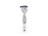 Platinum Pear Cut Amethyst  Halo Twist Band Solitaire Prong Setting Ring_14