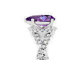 Platinum Pear Cut Amethyst  Halo Twist Band Solitaire Prong Setting Ring_17