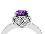 Platinum Pear Cut Amethyst Scalloped Halo Engagement Ring with Round Shared Prong Band_82