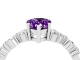 Platinum Pear Cut Amethyst Scattered Round Accent Ring with Prong Setting_58