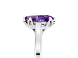 Platinum Pear Cut Amethyst Solitaire Ring with Flower Prong Setting and Classic Band_17
