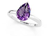 Platinum Pear Cut Amethyst Solitaire Ring with Thin Band and Prong Setting_43