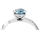 Platinum Pear Cut Aquamarine Engagement Ring with Side Stone Accents and Four-Prong Setting_16