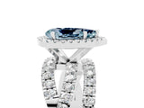 Platinum Pear Cut Aquamarine Halo Ring with Round Split Shank and Prong Setting_71