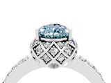 Platinum Pear Cut Aquamarine Scalloped Halo Engagement Ring with Round Shared Prong Band_82