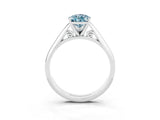 Platinum Pear Cut Aquamarine Solitaire Engagement Ring with Cathedral Setting and Four-Prong Mount_15