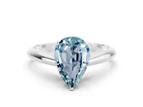 Platinum Pear Cut Aquamarine Solitaire Engagement Ring with Cathedral Setting and Four-Prong Mount_24