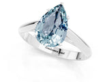 Platinum Pear Cut Aquamarine Solitaire Engagement Ring with Cathedral Setting and Four-Prong Mount_25