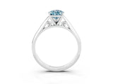 Platinum Pear Cut Aquamarine Solitaire Engagement Ring with Cathedral Setting and Four-Prong Mount_27