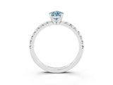 Platinum Pear Cut Aquamarine Solitaire Pavé Engagement Ring with Round Band and Prong Setting_94