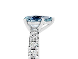 Platinum Pear Cut Aquamarine Solitaire Pavé Engagement Ring with Round Band and Prong Setting_96