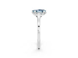 Platinum Pear Cut Aquamarine Solitaire Ring with Flower Prong Setting and Classic Band_2